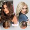 REECHO Real Human Hair Topper, 10 inch Women Hair Toppers for Thinning Hair, 100 Percent Human Hair Large Coverage Natural Hairpiece Wiglet, Swiss Base 4.5"x3.5", Yellow White view 4