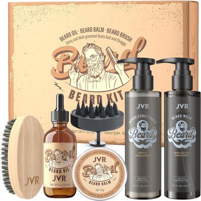 Beard Wash and Beard Conditioner for Men & Beard Grooming Kit for Men, Beard Care Kit Includes Beard Oil and Balm, Beard Shampoo Perfect Gifts for Him Man Dad Boyfriend