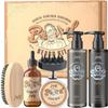Beard Wash and Beard Conditioner for Men & Beard Grooming Kit for Men, Beard Care Kit Includes Beard Oil and Balm, Beard Shampoo Perfect Gifts for Him Man Dad Boyfriend view 1
