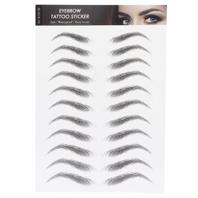 6D Eyebrow Tattoo Sticker, Professional Waterproof Long Lasting Eyebrow Transfers Sticker Household Portable Women Eyebrow(BLACK-10)