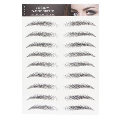 6D Eyebrow Tattoo Sticker, Professional Waterproof Long Lasting Eyebrow Transfers Sticker Household Portable Women Eyebrow(BLACK-05)