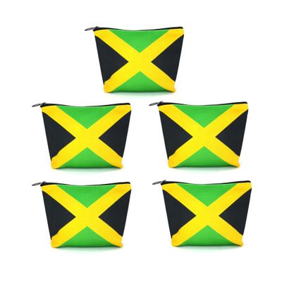 VOARYISA Canvas Makeup Bag Travel Toiletry Bag Makeup Bag for Women Girls Jamaica Flag Reggae(Jamaican-5PCS)