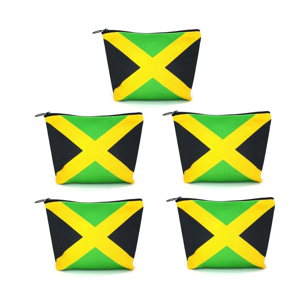 VOARYISA Canvas Makeup Bag Travel Toiletry Bag Makeup Bag for Women Girls Jamaica Flag Reggae(Jamaican-5PCS)
