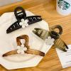 3Pcs Flower Claw Clips,Large Grip Clip Women's Matte Green Flower Back Head Spoon Clip Headpiece Hair Clip view 2