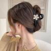 3Pcs Flower Claw Clips,Large Grip Clip Women's Matte Green Flower Back Head Spoon Clip Headpiece Hair Clip view 4