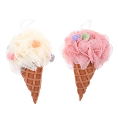 Ipetboom 2pcs Portable Shower Loofahs Ice Cream Bath Balls Household Sponges Body Scrubbers
