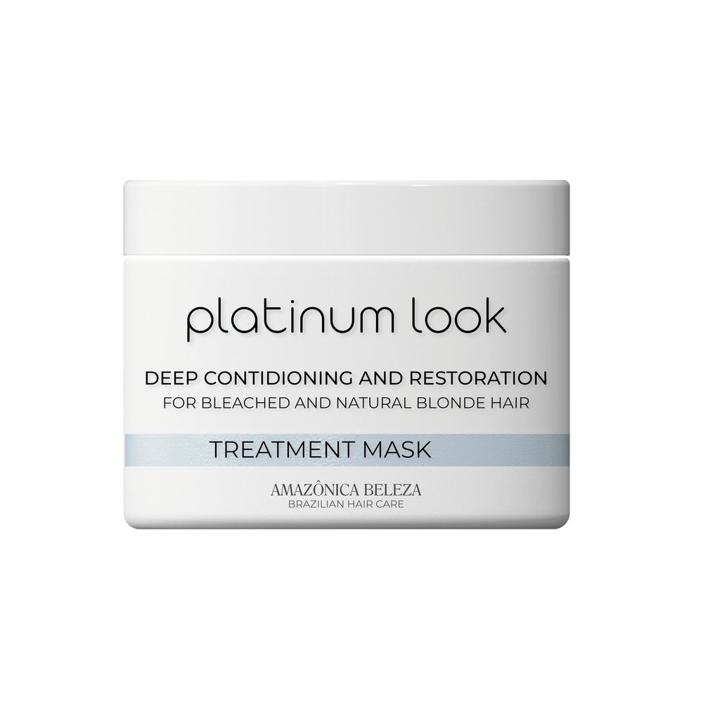 AMAZNICA BELEZA AMABELLE Platinum Look Blonde Hair Mask, Deep Restoration, Neutralize Brassiness and Boost Vitality after One Use, for All Blonde Hair, 10 Oz