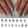 40PC 3D Silver Star Nail Charms, Alloy Crystal Rhinestones for Acrylic Nails, DIY Nail Art Supplies for Women view 2