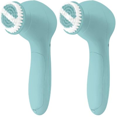 Cosmopolitan Electric Facial Cleansing Brush, Soft Facial Pore Cleaner Spin Brush & Derma Polish Machine, Waterproof Deep Pore Cleaning Face Cleanser, Battery Powered, for Women or Men - Blue & Silver