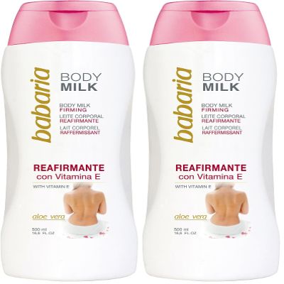 Babaria Firming Body Milk - Soothing and Smoothing Properties - Helps Protects and Regenerates Your Epidermis - Infused with Aloe Vera and Vitamin E - Suitable for All Skin Types - 16.6 oz (Pack of 2)