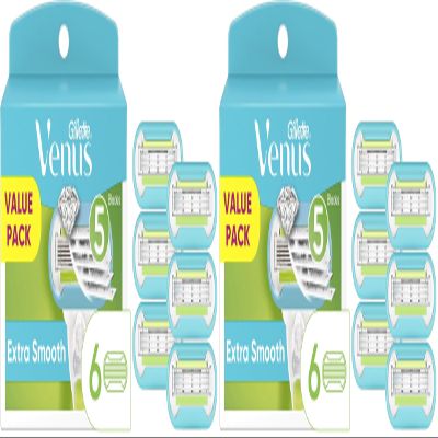 Gillette Venus Extra Smooth Women's Razor Blade - 6 Refills (Pack of 2)