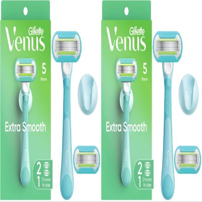 Gillette Venus Extra Smooth Razors for Women, 1 Razor, 2 Blade Refills, Designed for a Close, Smooth Shave (Pack of 2)
