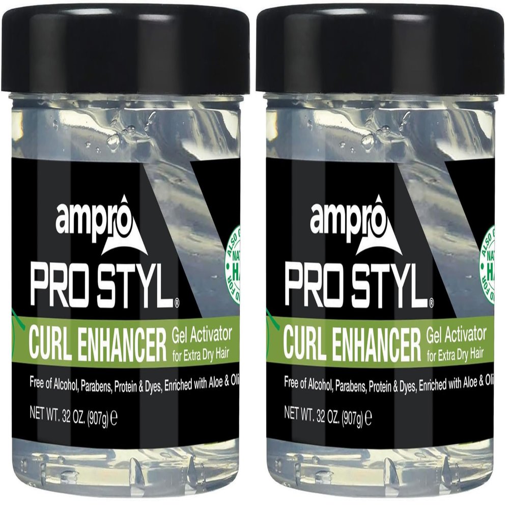 AmPro Pro Styl Curl Enhancer - Gel Activator with Olive Oil to Moisturize and Define Coils and Waves - Helps Protect and Hydrate Hair Shaft - Tames and Adds Shine to Tresses - Extra - 32 oz