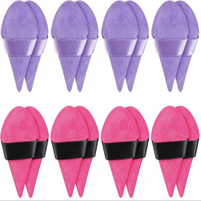 8 Pieces Triangle Powder Puff Face Soft Triangle Makeup Puff Velour Cosmetic Foundation Blender Sponge Beauty Makeup Tools (Pack of 2)