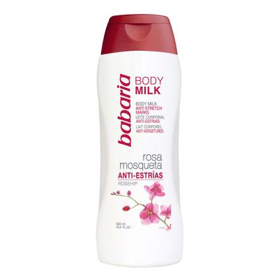 Babaria Anti Stretch Marks Body Milk - Moisturizing and Hydrating Effects - Infused with Sweet Almond Oil and Vitamin E - Reduces Appearance of Wrinkles - Suitable for All Skin Types - 16.6 oz