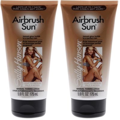 Sally Hansen Airbrush Legs Tanning Lotion, Light to Medium | Gradual Tan | 5.9 Oz | Pack of 2