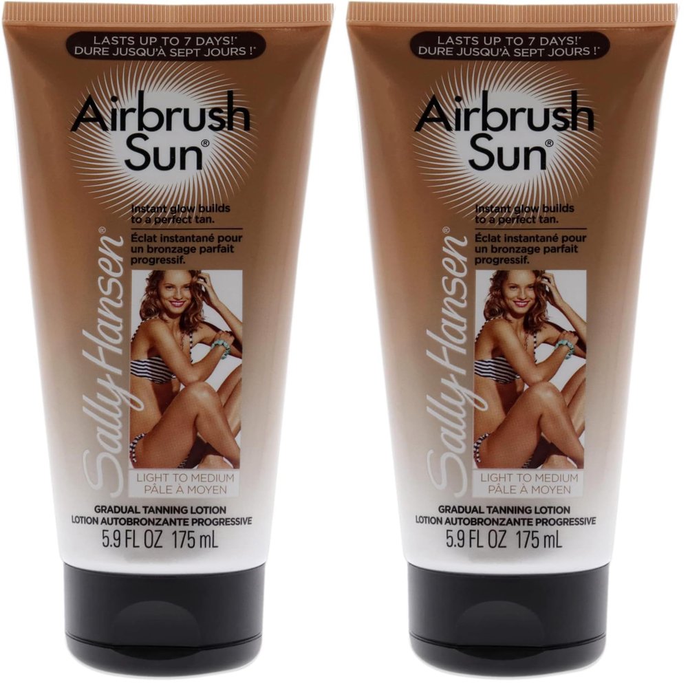 Sally Hansen Airbrush Legs Tanning Lotion, Light to Medium | Gradual Tan | 5.9 Oz | Pack of 2