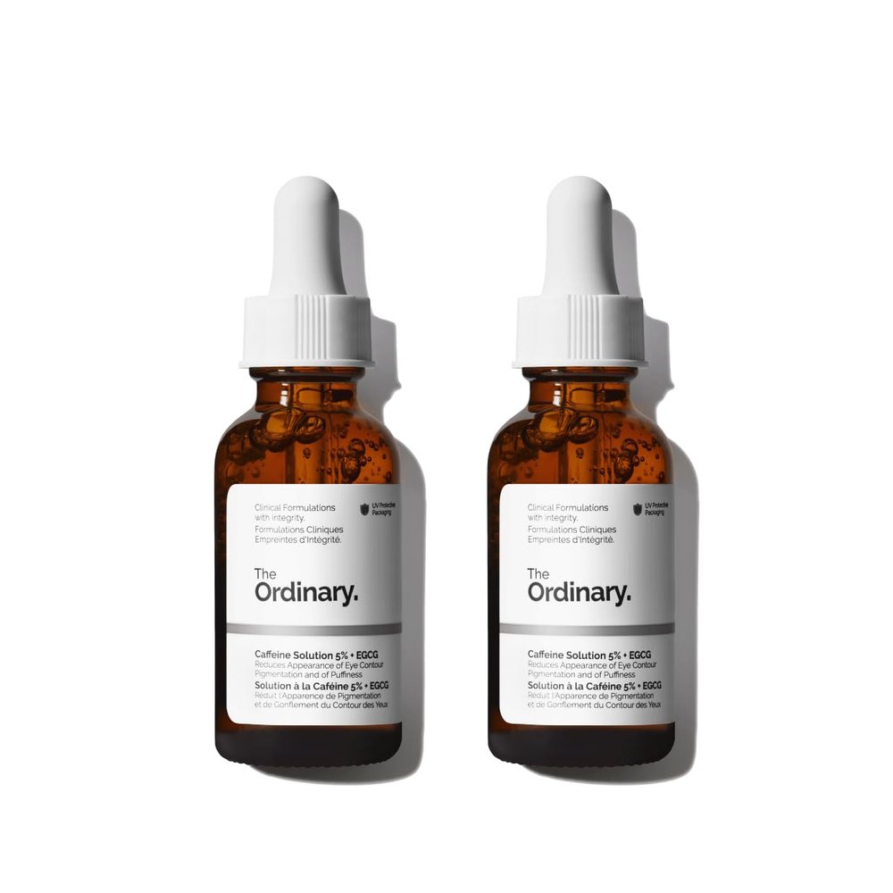 The Ordinary Caffeine Solution 5% + EGCG, Depuffing Eye Serum for Dark Circles and Tired Eyes, 1 Fl Oz (Pack of 2)