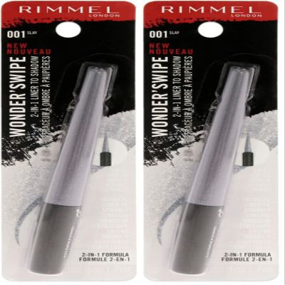 Rimmel London Wonder Swipe 2-in-1 Liner to Shadow - 001 Slay Eyeliner Women 0.058 oz (Pack of 2)