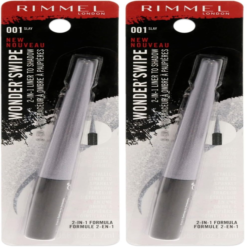 Rimmel London Wonder Swipe 2-in-1 Liner to Shadow - 001 Slay Eyeliner Women 0.058 oz (Pack of 2)