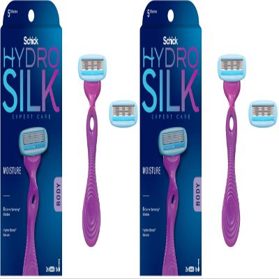 Schick Hydro Silk Razor for Women With 2 Moisturizing Blade Refills (Pack of 2)