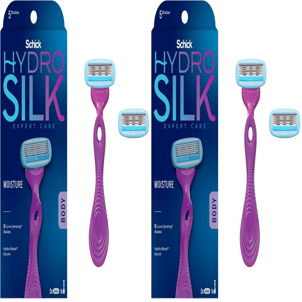 Schick Hydro Silk Razor for Women With 2 Moisturizing Blade Refills (Pack of 2)