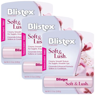 Blistex Soft & Lush Lip Protectant, 0.13 Ounce Tube  Softens & Conditions, Creamy Smooth Texture, Hydrating Lip Balm, Daily Lip Hydration, (Pack of 3)