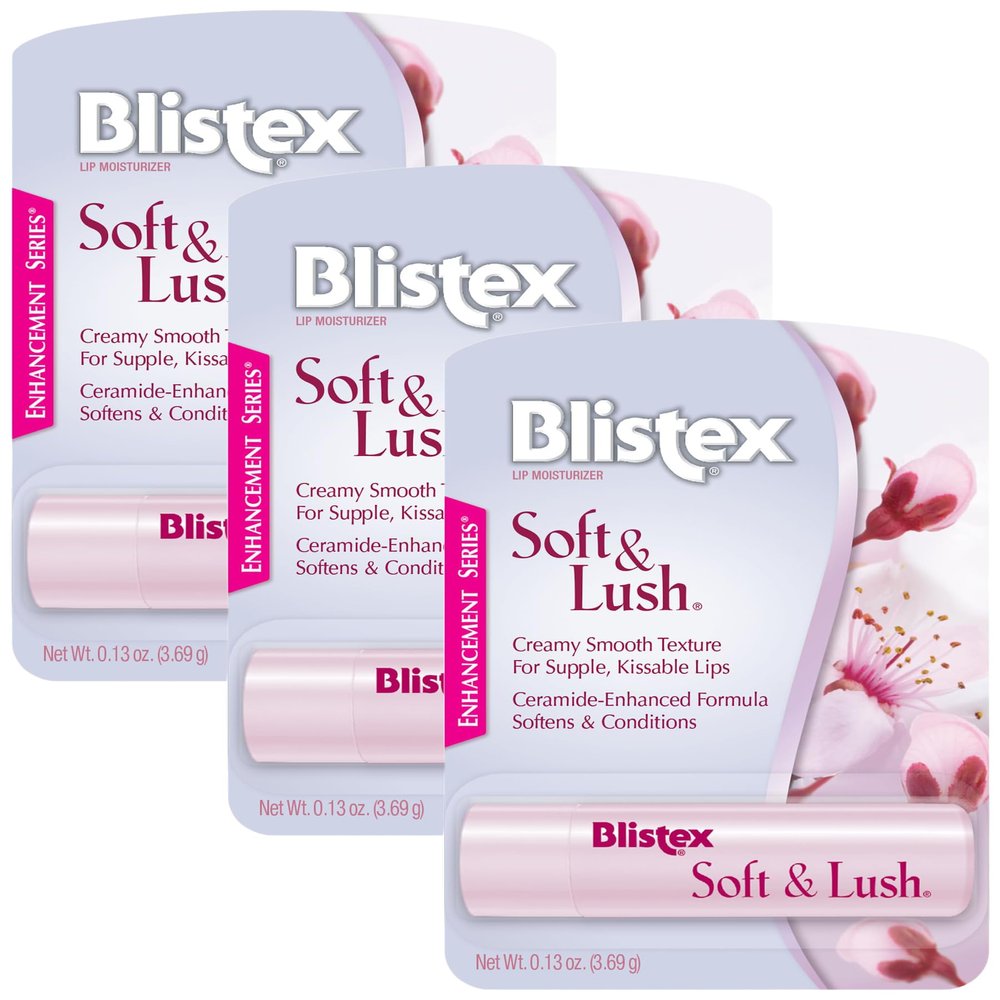 Blistex Soft & Lush Lip Protectant, 0.13 Ounce Tube  Softens & Conditions, Creamy Smooth Texture, Hydrating Lip Balm, Daily Lip Hydration, (Pack of 3)