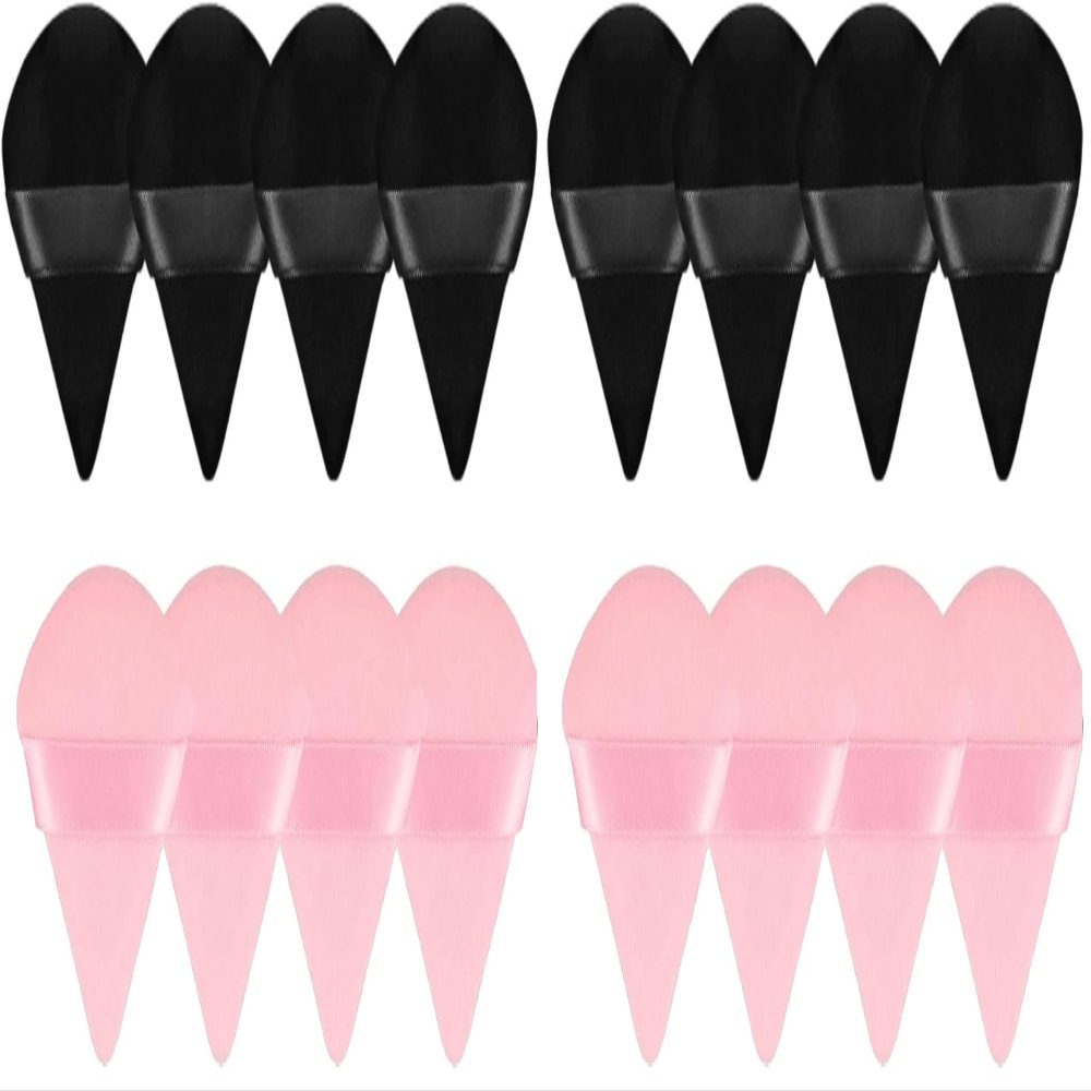 8 Pieces Triangle Powder Puff Face Soft Triangle Makeup Puff Velour Cosmetic Foundation Blender Sponge Beauty Makeup Tools (Pack of 2)