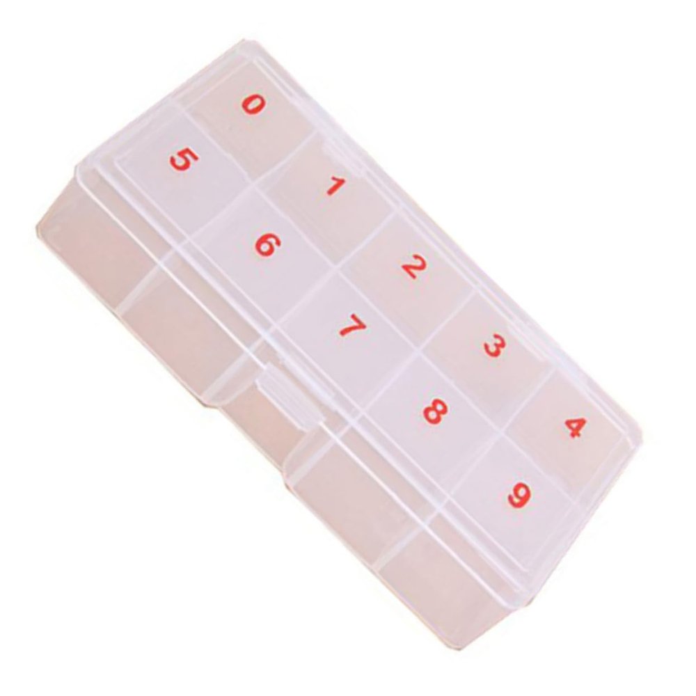 Beatifufu Nail Case 10 Sections Storage Box for False Nails Earrings Rings Beads Sticker Case