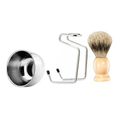 Beatifufu 1set Men Shaving Tool Kit Beard Care Accessories Bowl Rack Brush for Convenient Grooming and Easy Beard Cleaning