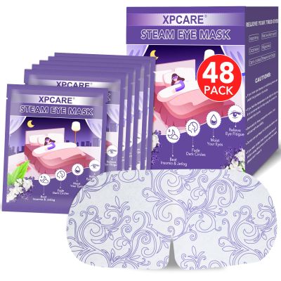 XPCARE 48 Pack Steam Eye Masks for Dry Eyes, Self Heated Steam Warm Eye Mask, Disposable Heated Eye Mask for Dark Circles, Puffy Eyes, Relief Stress Eye FatigueLavender