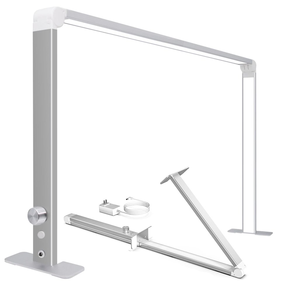 Qyrztaon Half Moon Nail Desk Lamp for Professionals Foldable 4000-6500k 36w Adjustable Brightness, Color Temperature Led Light for Nails Desk Lamp, Silver