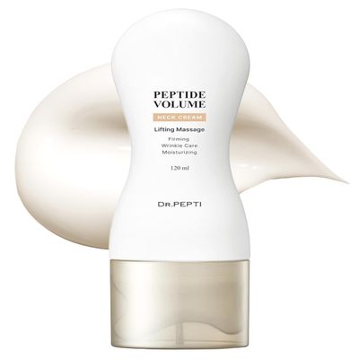 DR. PEPTI Peptide Volume Neck Cream - 2-in-1 Age-Defying Neck Creams for Tightening and Firming w/Built-in Gua Sha Neck Massager  Power Lift Neck Contour Cream with Collagen & Peptides 4.2 fl oz