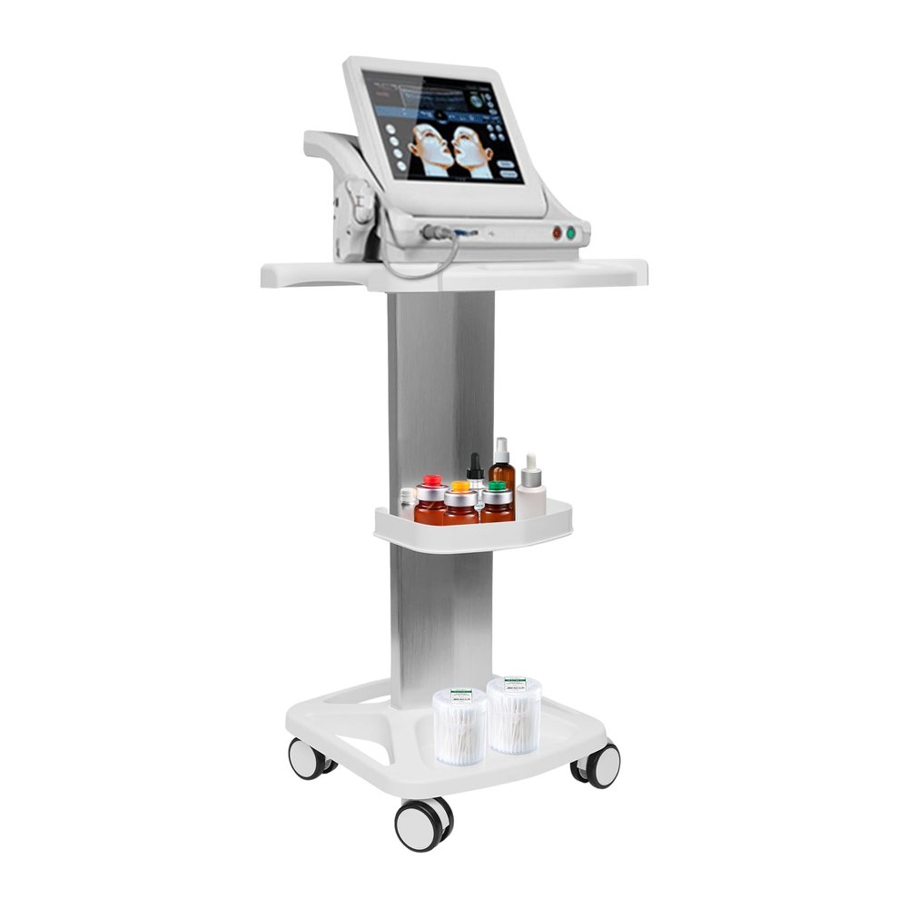 Rolling Utility Cart, 3-Tier Medical Utility Cart Mobile Workstation with Tray Salon Lab Mobile Medical Trolley Cart Professional Cart for Home Hospital Office Medical Clinic, White