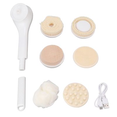LOCADENCE Electric Body Brush, Handle Design 360 Degree Rotating Massage Head Automatic Rotation Anti Slip Brush for Back Scrubbing Washing Massaging