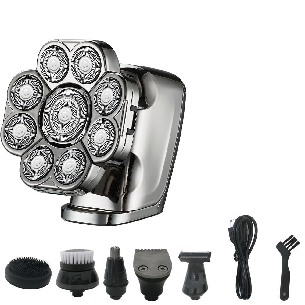 EKHOU Head Shavers for Bald Men, 6 in 1 Rechargeable Razor for Man Razor 9D Floating Cutter Grooming Head Shaver Wet and Dry Cordless Trimmer