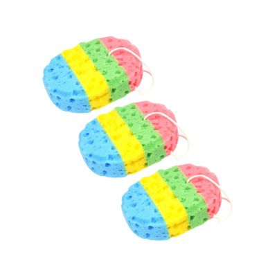 Ipetboom 3pcs Oval Seaweed Bath Sponges Natural Shower Accessories Gentle Skin Scrubbers Bathing Tools