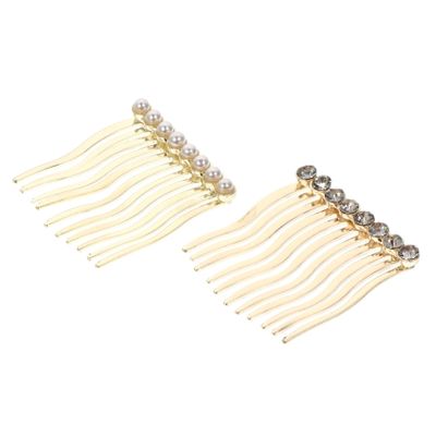 Beatifufu 2pcs Alloy Hair Combs Rhinestones and Pearls Match Women Hair Accessories for Daily Wear and Festivals and Odorless Styling Clips