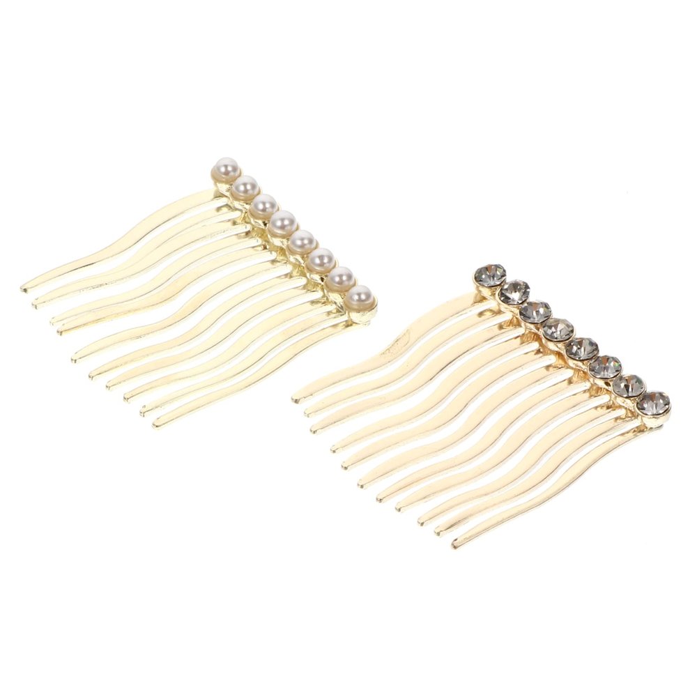 Beatifufu 2pcs Alloy Hair Combs Rhinestones and Pearls Match Women Hair Accessories for Daily Wear and Festivals and Odorless Styling Clips