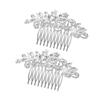 Beatifufu Elegant Bridal Hair Comb Rhinestones 2pcs Set Wedding Headpiece Fashion Headwear Photo Prop Hair Accessories Random Style view 2