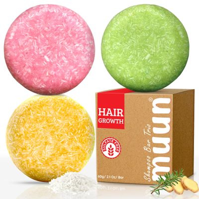 Ginger Rosemary & Rice Water Shampoo Bar Pack 3 - Hair Growth, Thickening, Strengthening, Anti Hair Loss, Volumize & pH Balanced - Sulfate & Silicone Free For All Hair Type