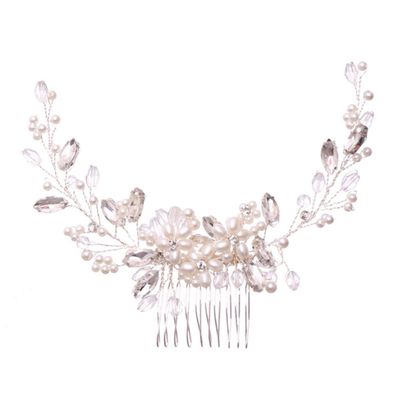 Beatifufu Rhinestone Hair Pin Comb Wedding Hair Accessories Pearl Bridal Headpiece Clip