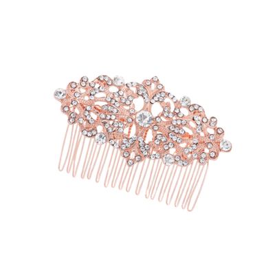 Beatifufu Rose Gold Rhinestone Hair Comb for Women Elegant Hair Insert Comb for Bun Styles 1 Piece for Weddings and Parties Sparkling Design
