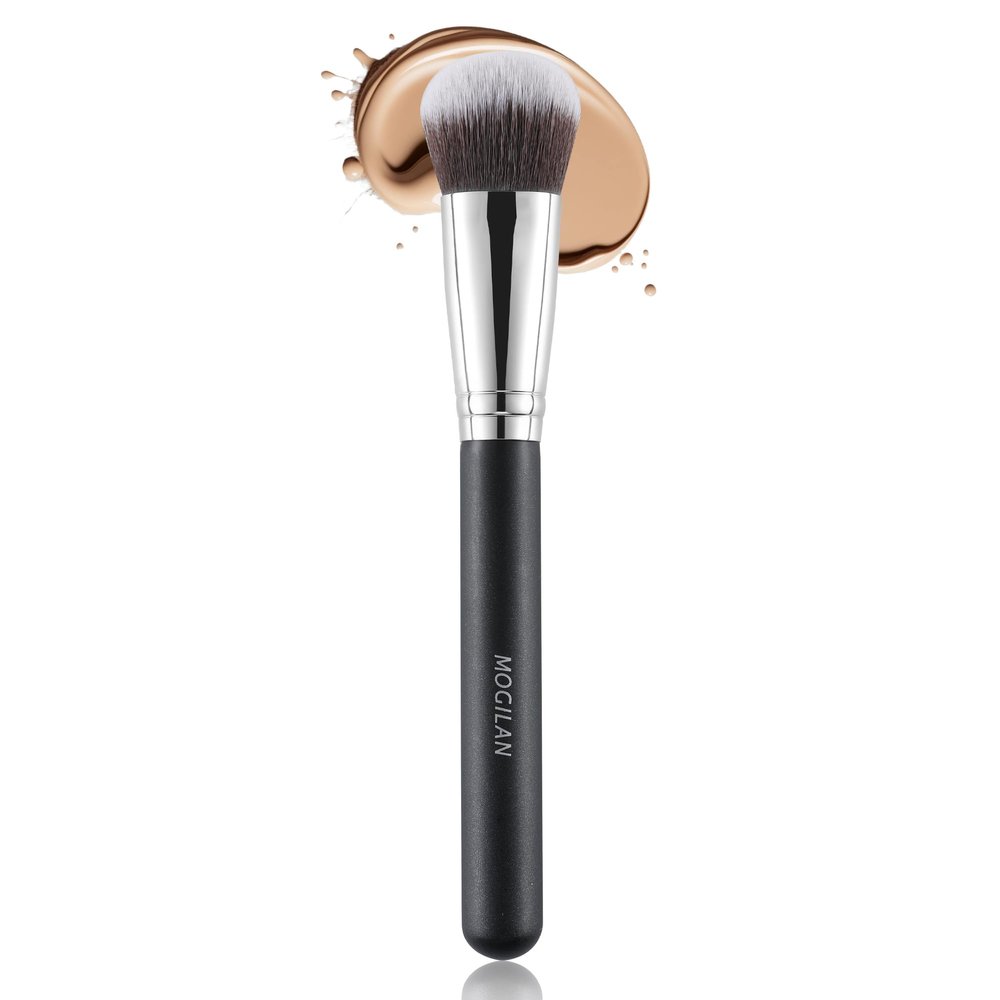 MOGILAN Foundation Brush  Dense Flat Top Makeup Brush for Cream & Liquid Powder Foundation, Blending, Contour, Blush, and Flawless Face Application