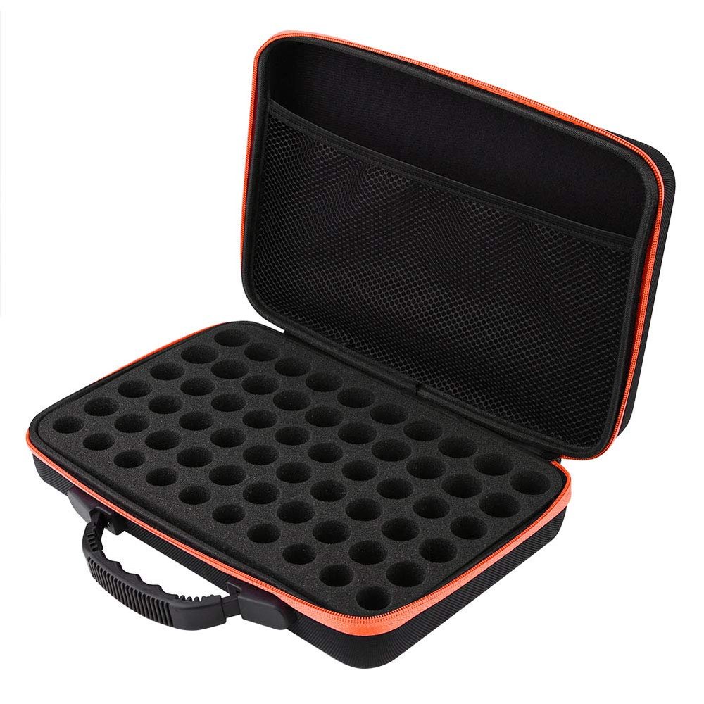 GLOGLOW Essential Oil Carrying Case, 60 Bottles, Essential Oils Storage Organzier Bag with Foam Insert and Carrying Handle Suitable for 5ml, 15ml Bottles (Red)