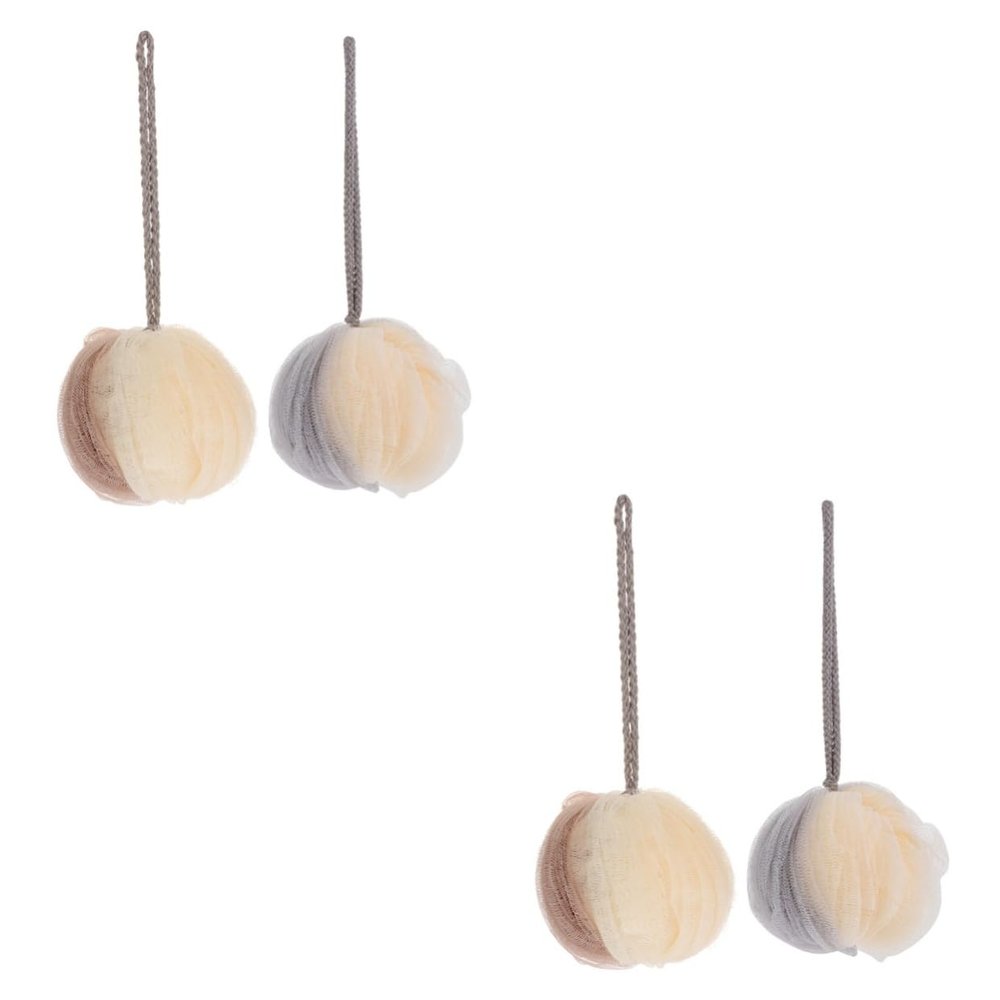 Ipetboom 4pcs Bath Shower Ball Loofah Puff Sponge for Exfoliation and Relaxation