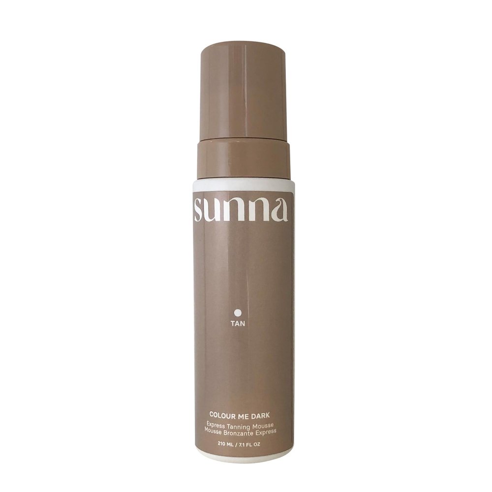 Dark Express Self Tanning Mousse by SunnaTan - Self Tanner Mousse with Natural Ingredients - Lightweight Formula - Vegan & Paraben Free - Made in Canada (210ml)