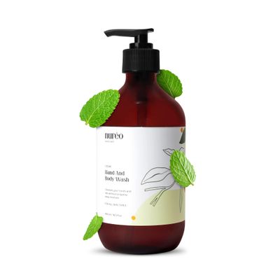 Peppermint & Cedarwood Body Wash  Natural Moisturizing Hand & Body Wash with Betaine & Fruit Extract, Vegan & COSMOS Certified, Hydrating Shower Gel for Men & Women (490ml)