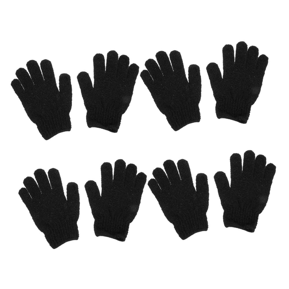 Ipetboom 4pairs Exfoliating Shower Gloves for Deep Cleaning Powerful Body Scrubber for Skin Types Soft and Gentle Bath Tool for Men and Women Black